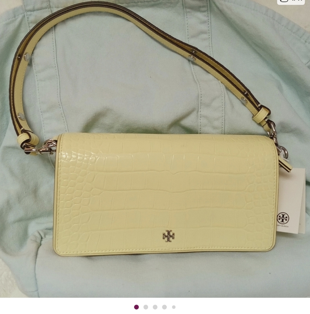Tory Burch Emerson Embossed Convertible Crossbody Bag Yellow